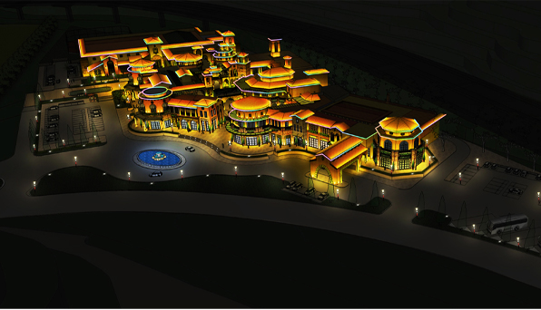 學校夜景照明燈光效果圖