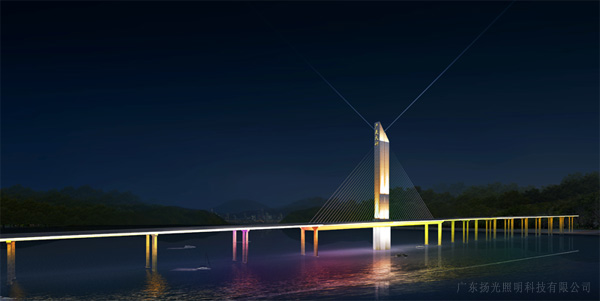 大橋夜景照明燈光效果圖