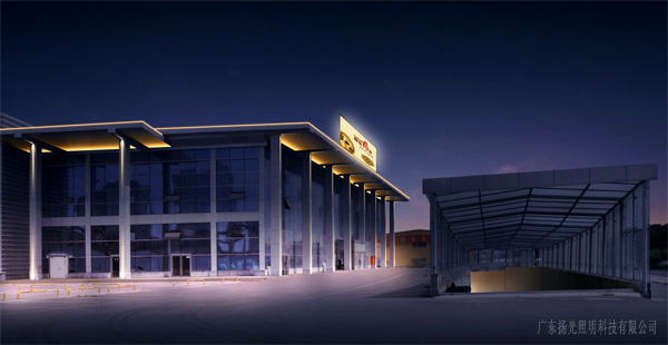 園區建筑建筑夜景燈光效果圖