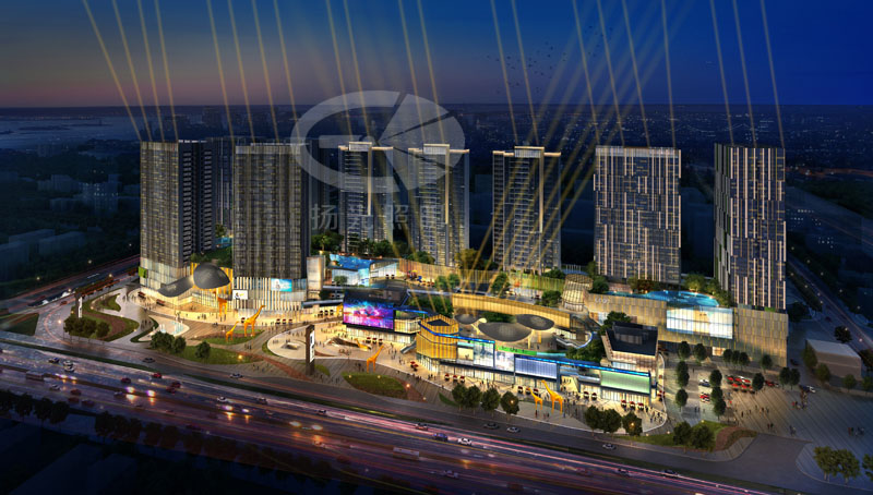 商業綜合體泛光照明設計鳥瞰圖